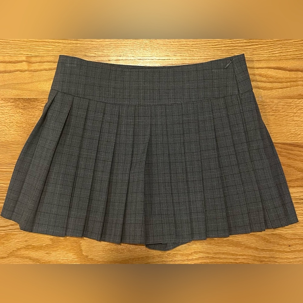 Zara Charcoal Plaid Skater Skirt